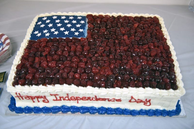 Independence Day cake seen during a unit visit, Camp Film City, Pristina, Kosovo, July 3, 2019.