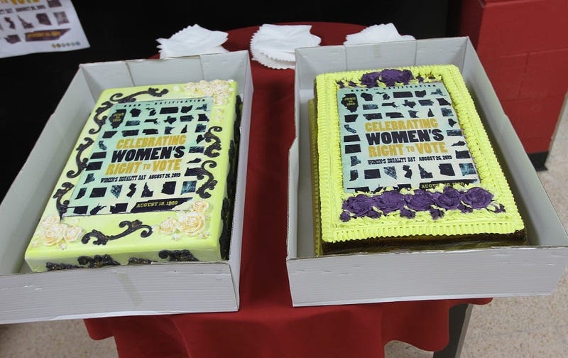 The 1st Theater Sustainment Command celebrates women's right to vote at Camp Arifjan, Kuwait, Aug. 26, 2019.