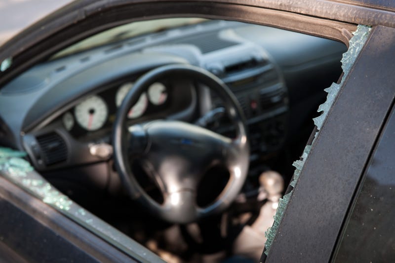 broken window on car
