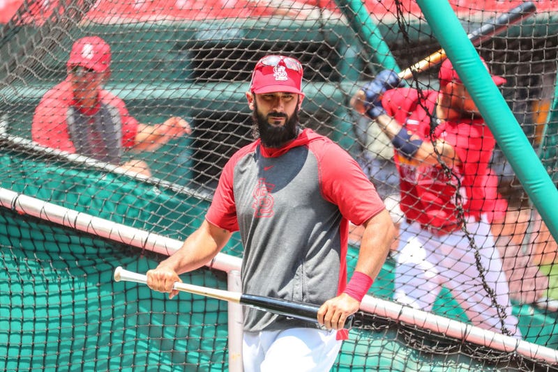 Matt Carpenter leaves the cage during Cardinals batting practice.