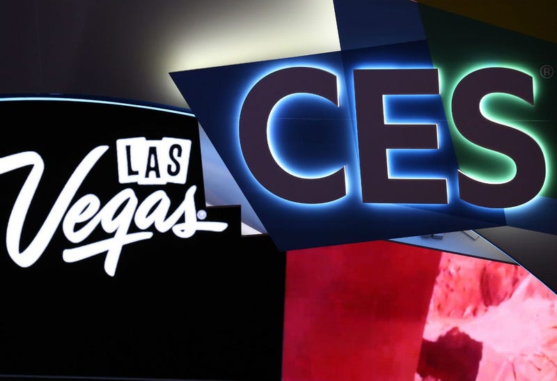 The 2019 Consumer Electronics Show (CES) and the Las Vegas signs are displayed on Sunday, Jan. 6, 2019, prior to the opening day of CES at the Las Vegas Convention Center in Las Vegas, Nevada.