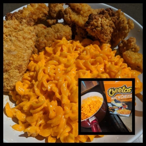 Cheetos Mac n Cheese and Chicken