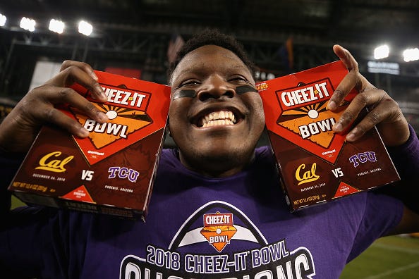 Artyvious Lynn celebrates the 2018 Cheez-It Bowl victory.