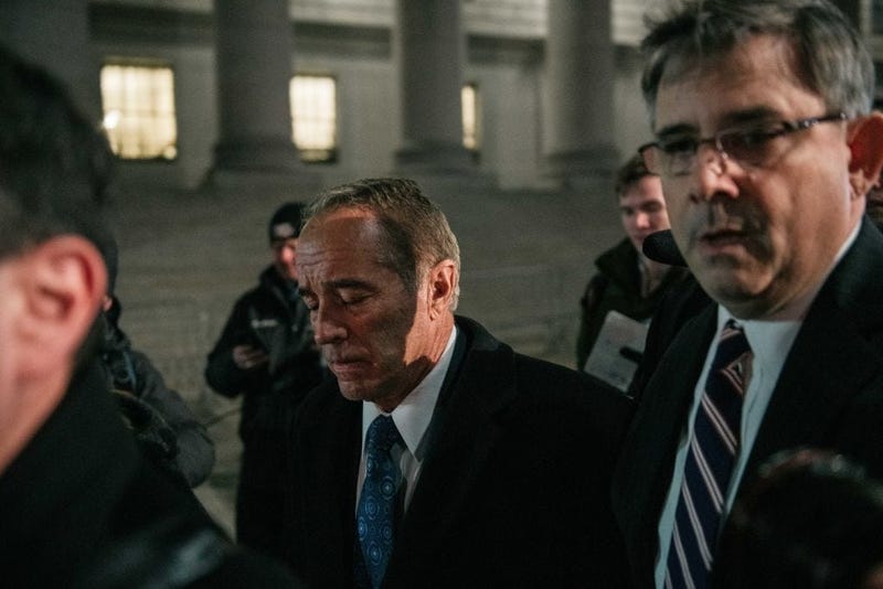 Chris Collins leaves the US Federal Courthouse in Manhattan following his 26-month prison sentence for insider trading and lying to the FBI. January 17, 2020 (Getty Images)