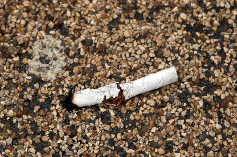 A cigarette butt on the ground