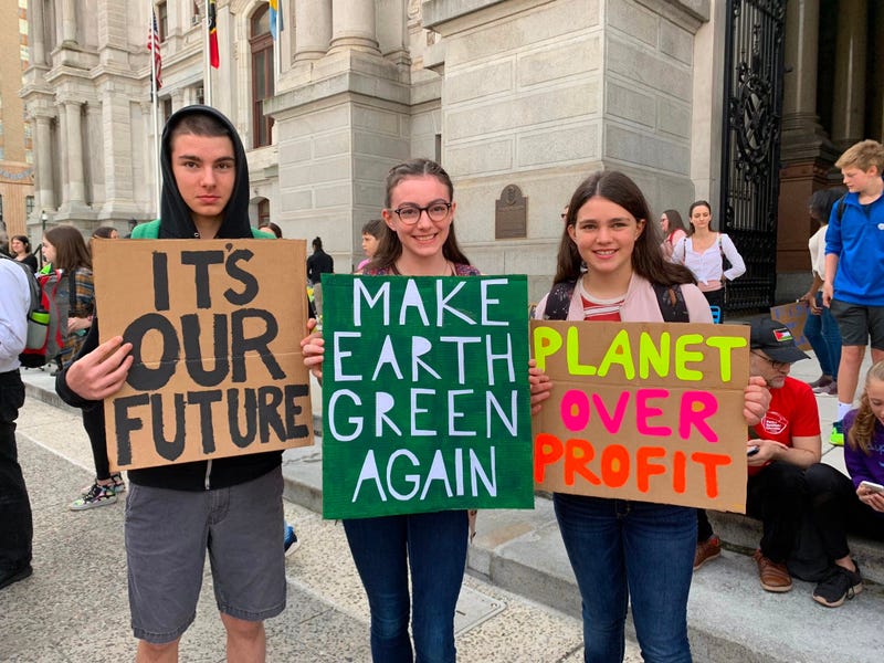 Thousands of Philadelphia and Philadelphia-area students skipped school Friday to gather at City Hall in solidarity with a global Climate Strike of young people all around the world.