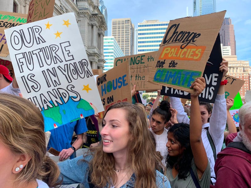 Thousands of Philadelphia and Philadelphia-area students skipped school Friday to gather at City Hall in solidarity with a global Climate Strike of young people all around the world.