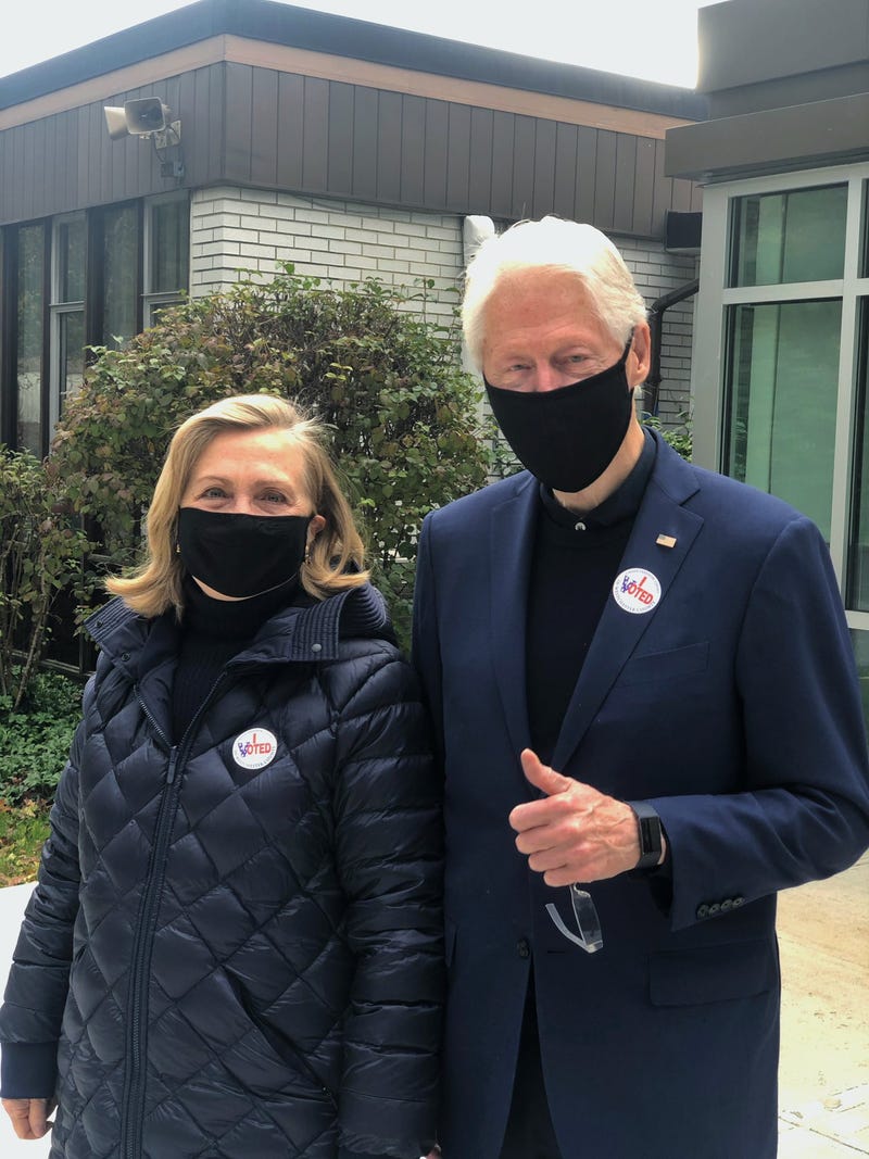 Hillary and Bill Clinton on Election Day, Nov. 3, 2020