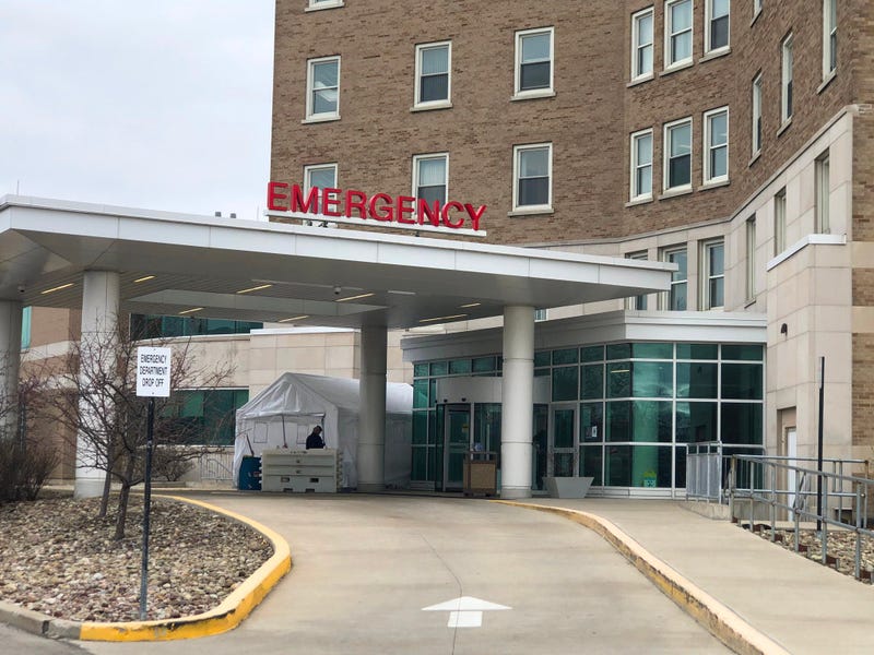 Triage tent set up outside of Kenmore Mercy Hospital. March 27, 2020 (WBEN Photo/Mike Baggerman)