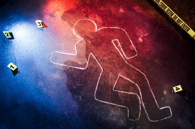 Chalk outline at a crime scene
