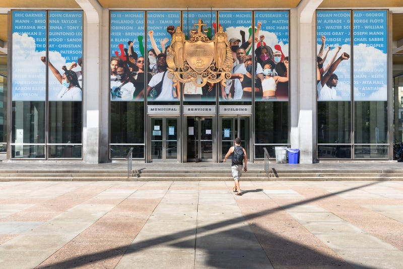 The mural, designed by Russell Craig and titled "Crown," pays tribute to the Black Lives Matter movement.