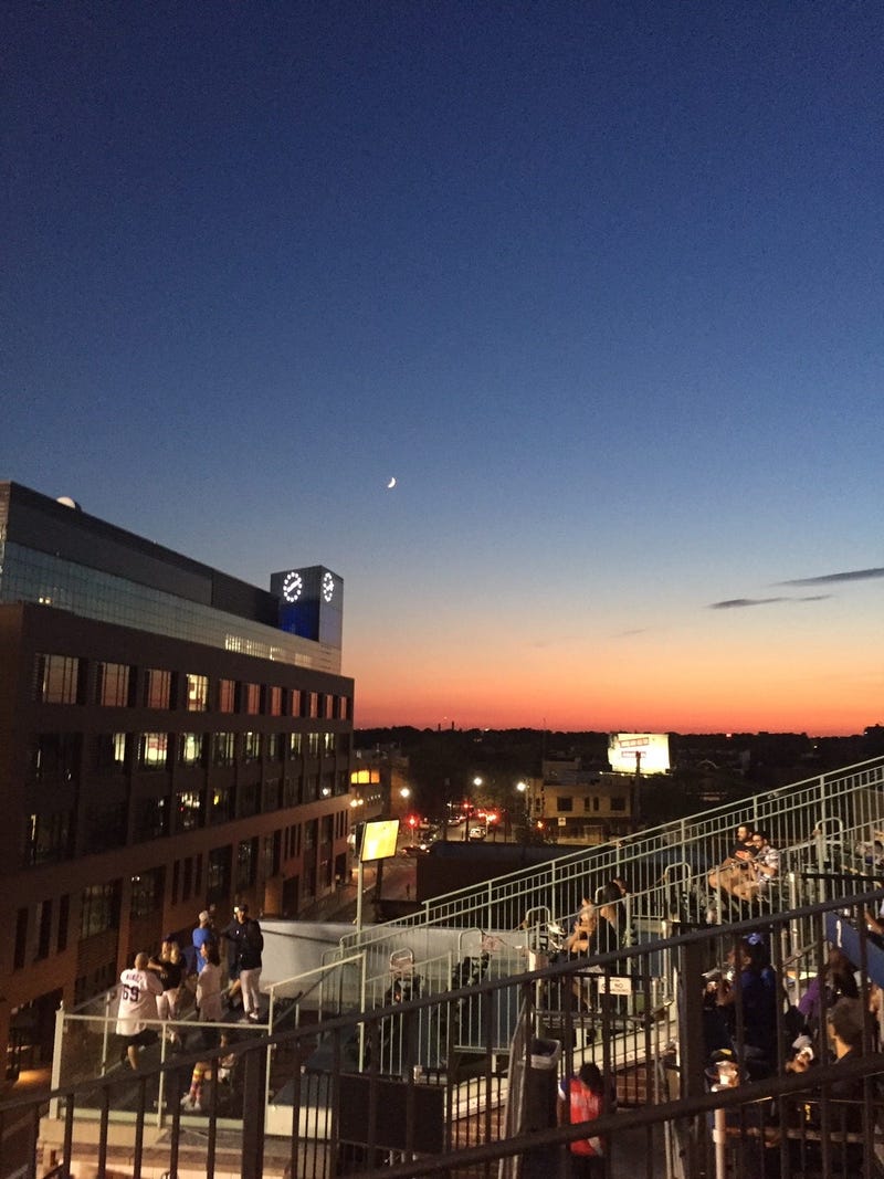 Night falls in Wrigleyville