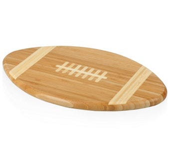 Football shaped cutting board and serving tray.