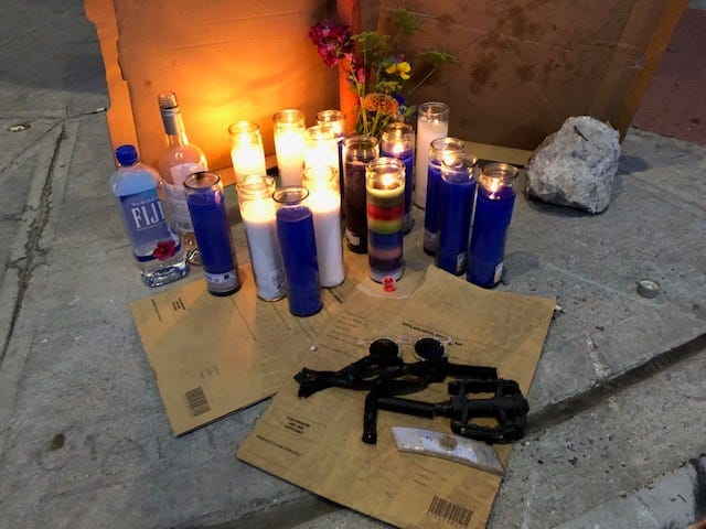 Site of death of cyclist