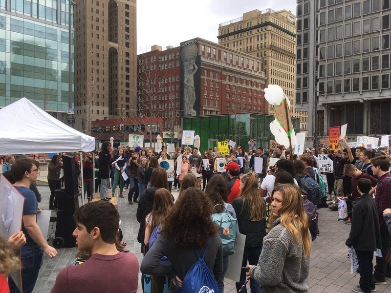 Philadelphia students participated in the youth climate strike at LOVE Park.