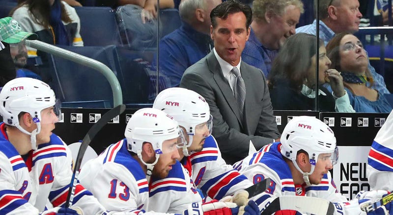 Coach David Quinn behind the Rangers' bench