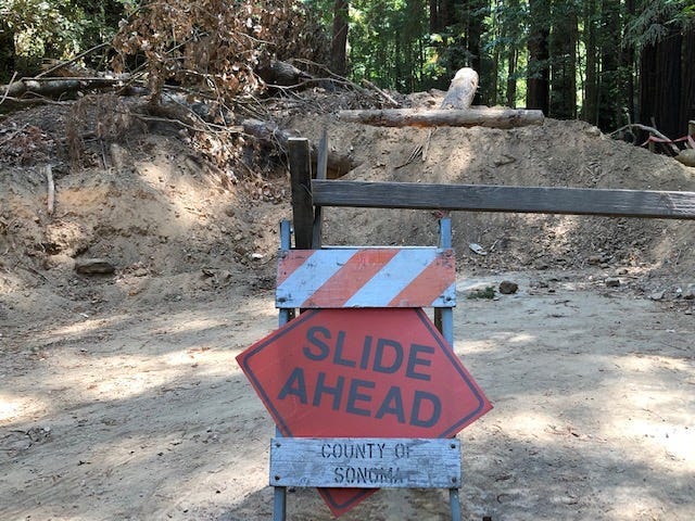 Road closed months after mudslides in Guerneville