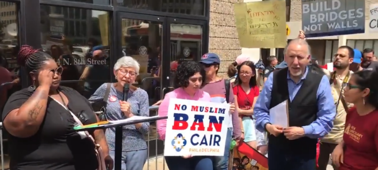About 200 people protested Monday outside of the Philadelphia ICE office on North Eighth Street. The rally was against what immigrant rights advocates see as an attempt to use the threat of raids as leverage to push lawmakers to pass reforms.