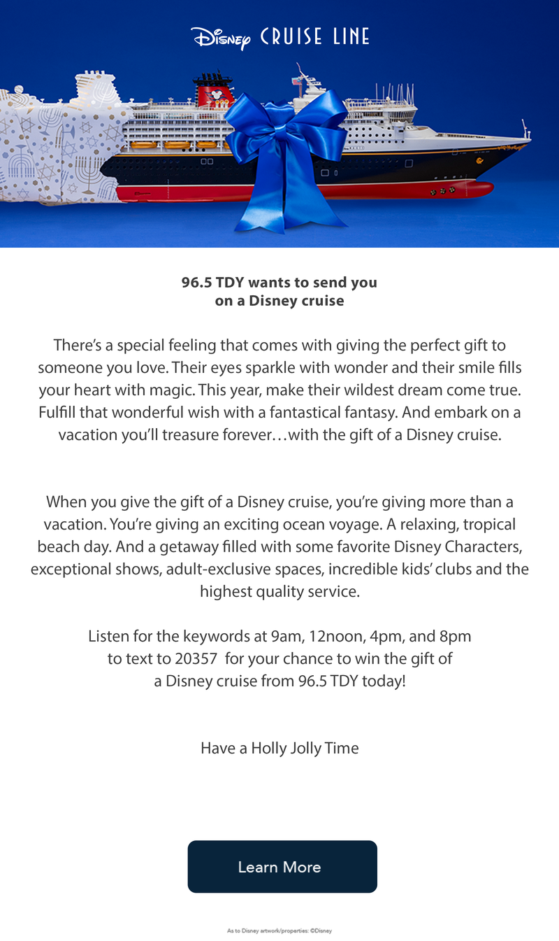 96.5 TDY wants to send you on a Disney Cruise