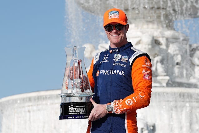 PNC Bank Chip Ganassi Racing's Scott Dixon Poses With The Trophy After Winning Race Two Of The Detroit Grand Prix