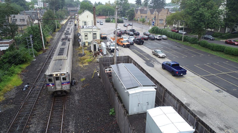 SEPTA regional rail with solar-powered signal