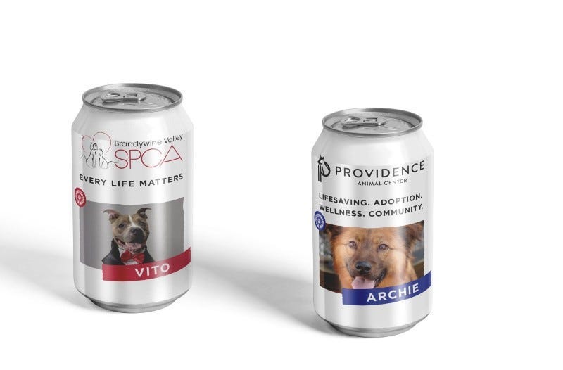 Allentown's Colony Meadery has teamed up with the Providence Animal Center and Brandywine Valley SPCA to produce "Rescue Mead," with photos of dogs available for adoption on the cans.