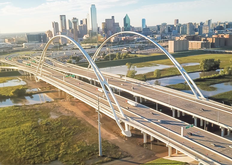 Dallas, DFW, Skyline, Dusk, Margaret McDermott Bridge