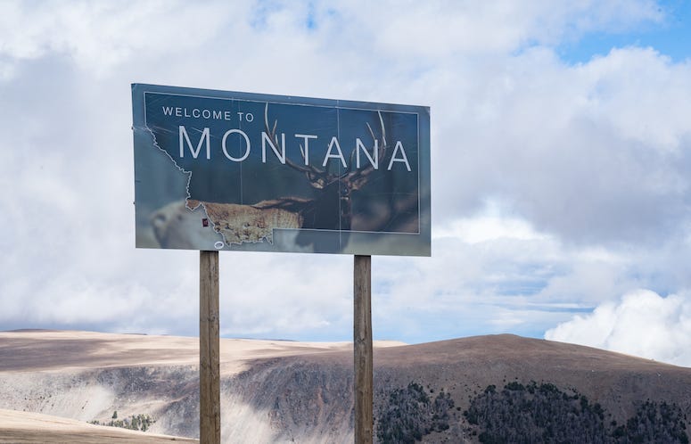 Montana, State, Sign, Welcome Sign, Welcome To Montana, Mountain