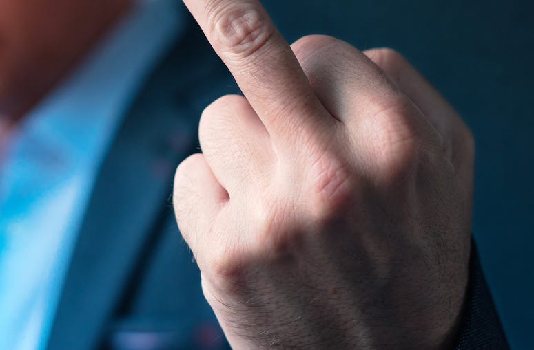 Man, Suit, Rude, Middle Finger, Flipping The Bird