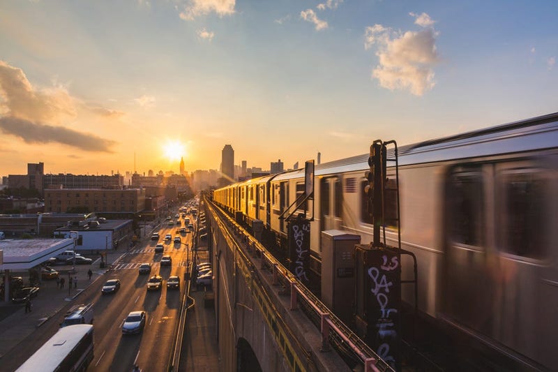 Elevated subway train