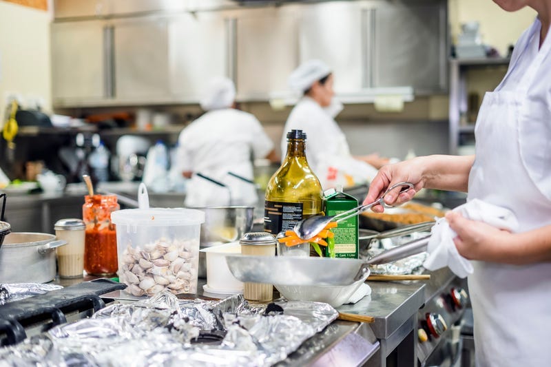 Workers in a restaurant.