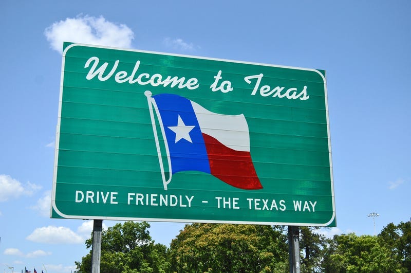 Welcome to Texas road sign.