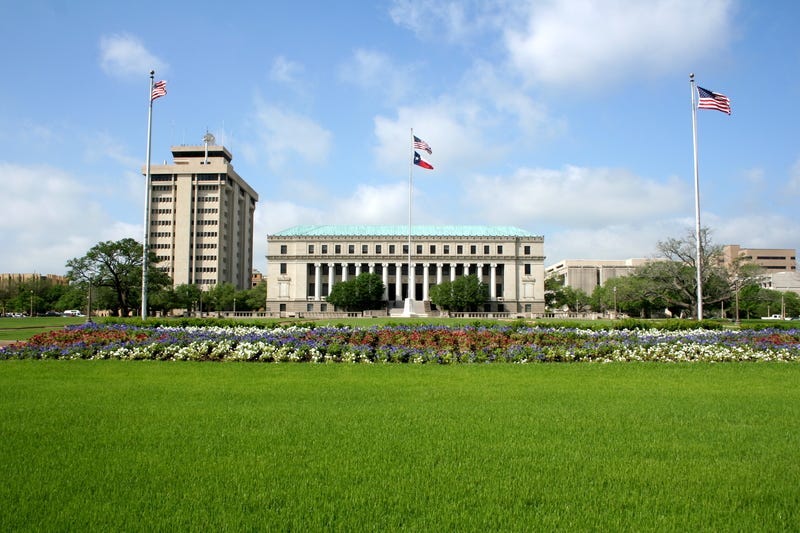 University buildings on campus of Texas A&M in College Station, Texas