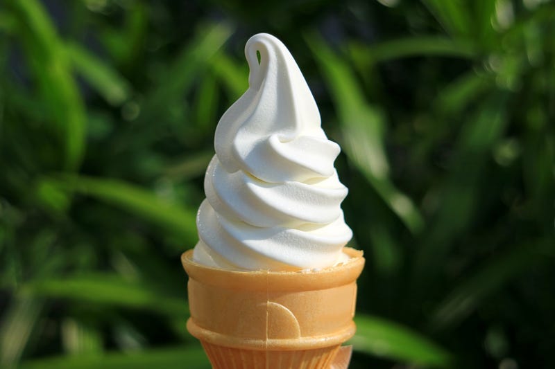 Soft serve vanilla ice cream cone