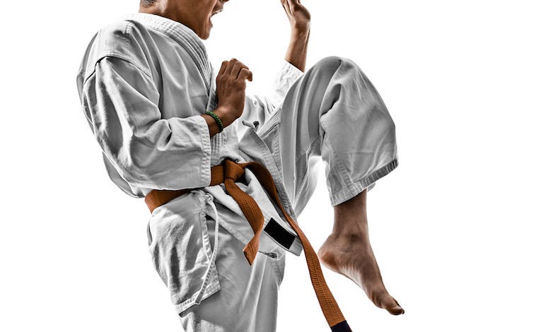Karate, Teenager, Gi, Knee, Strike, Pose