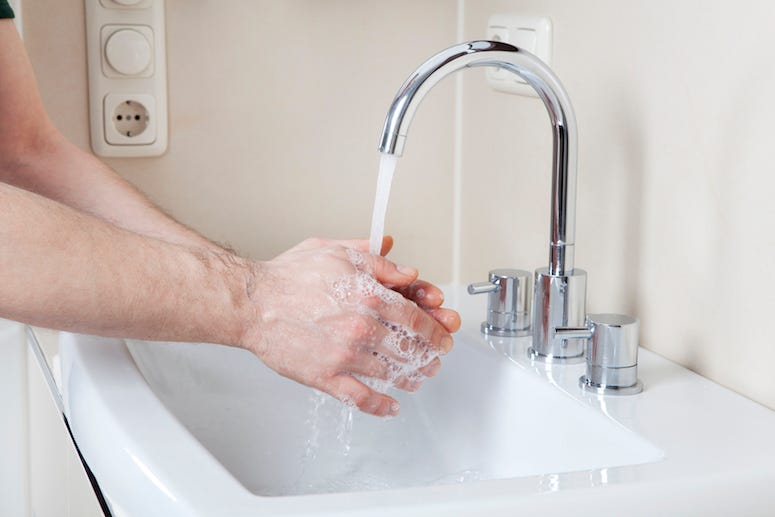 Washing Hands, Soap, Water, Sink, Male