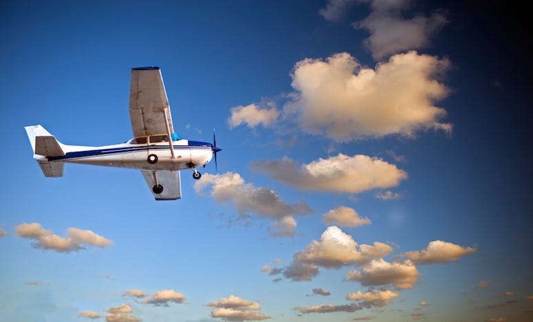 Small Airplane, Flying, Twilight