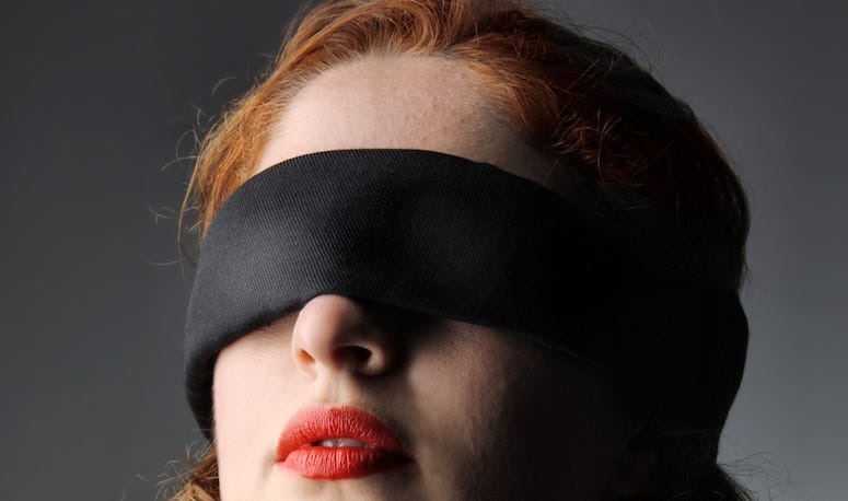 Portrait, Blindfolded, Woman, Redhead