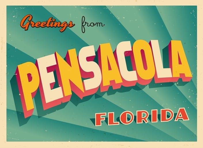 Vintage Touristic Greeting Card From Pensacola, Florida