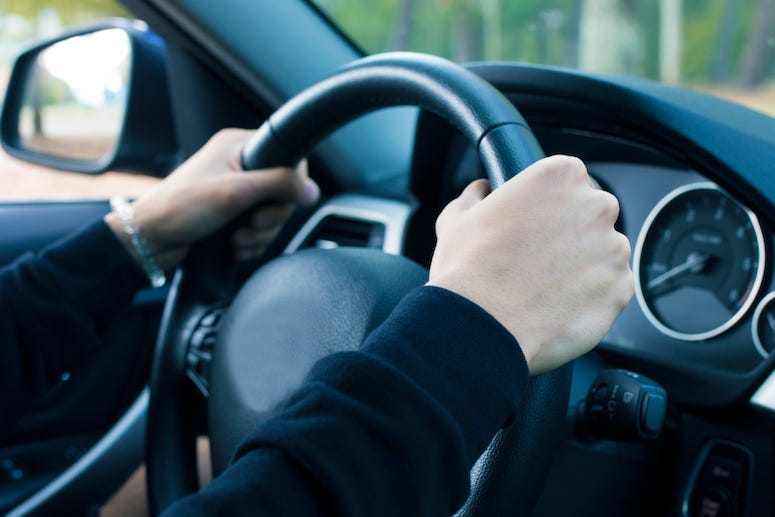 Driver, Hands, Grabbing Steering Wheel, Car, Interior