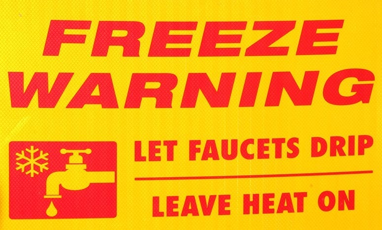 Freeze warning sign