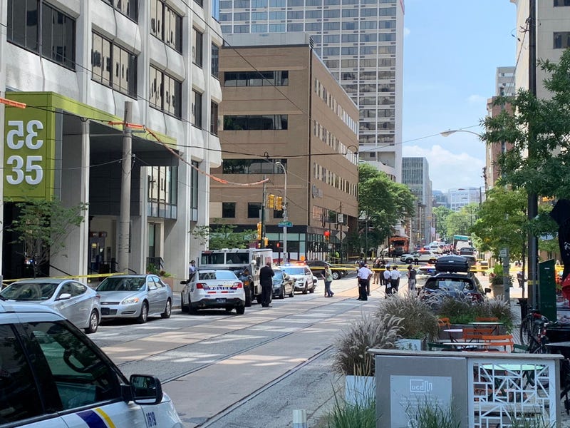 The site of a failed robbery at 35th and market streets in West Philadlephia