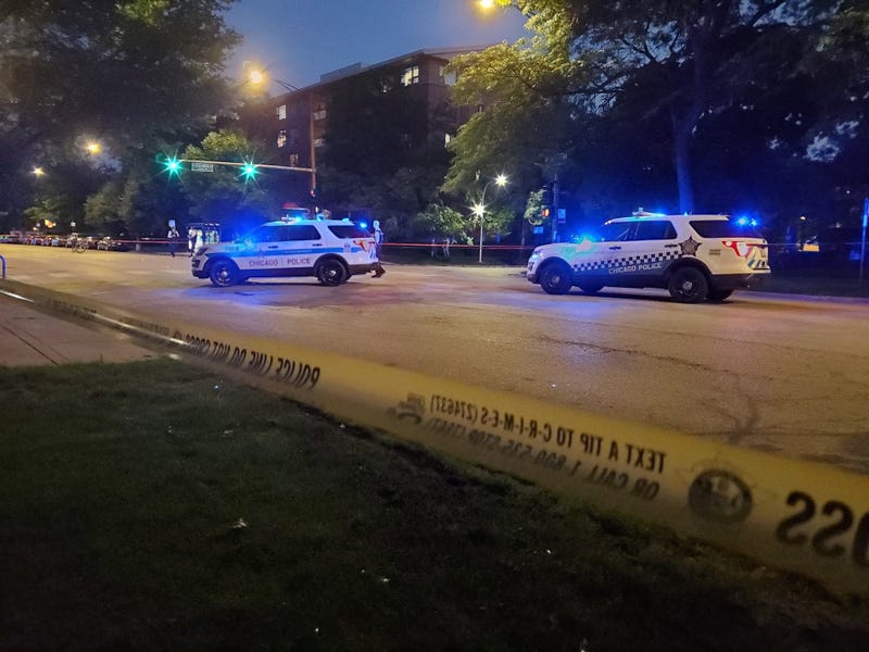 Chicago police investigate the scene of a shooting July 1, 2020, in the 7300 block of North Sheridan Road.