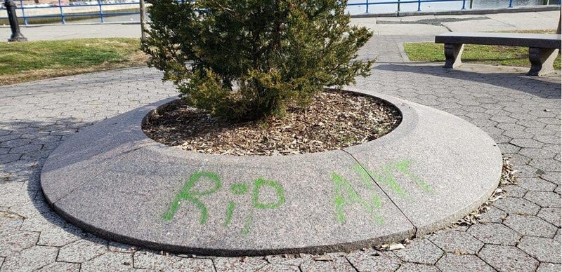 I was notified that graffiti was discovered at the Holocaust Memorial Park in Sheepshead Bay.