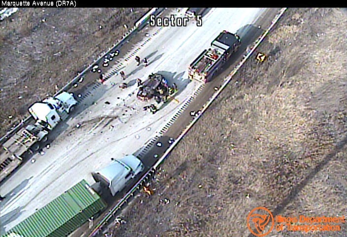 An expressway camera shows a response to a rollover crash Dec. 11, 2019 on the inbound Dan Ryan Expressway.