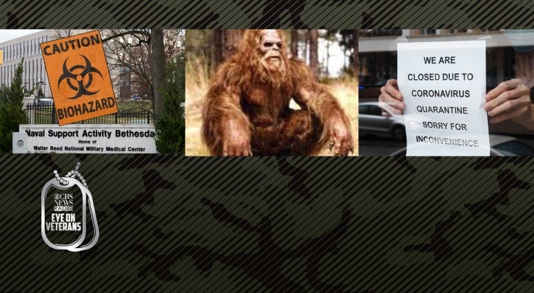 CBS Eye on Veterans interviews a nurse about COVID-19, the SBA and a Marine Corps veteran who photographed what many believe is Bigfoot in West Virginia
