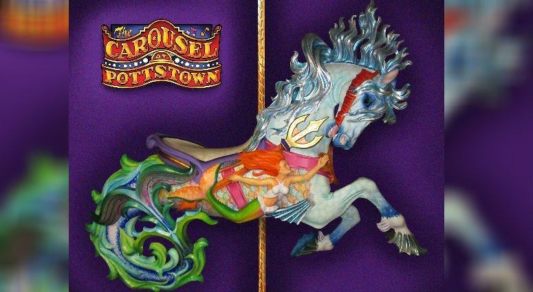 The Hippocampus is a creature from Greek mythology. Half-horse, half-porpoise, it pulled Poseidon’s chariot. It's the latest addition to the Carousel at Pottstown.