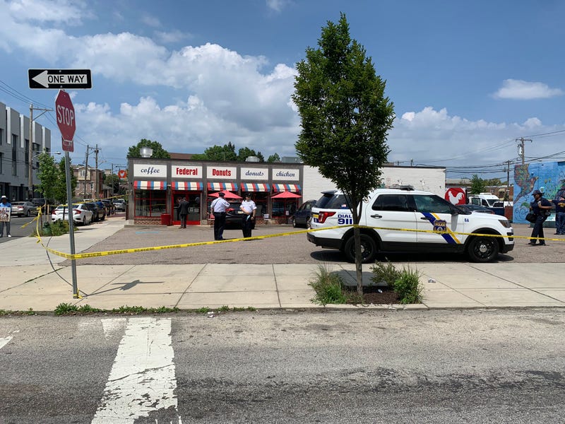 The scene of a double shooting at Federal Donuts Thursday in Philadelphia.