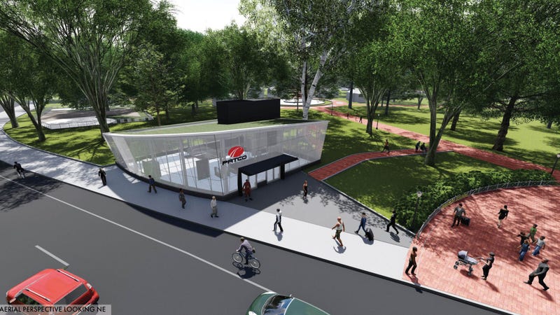 Artist's rendering of the exterior of an updated Franklin Square Station.
