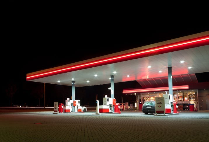 Gas Station at Night